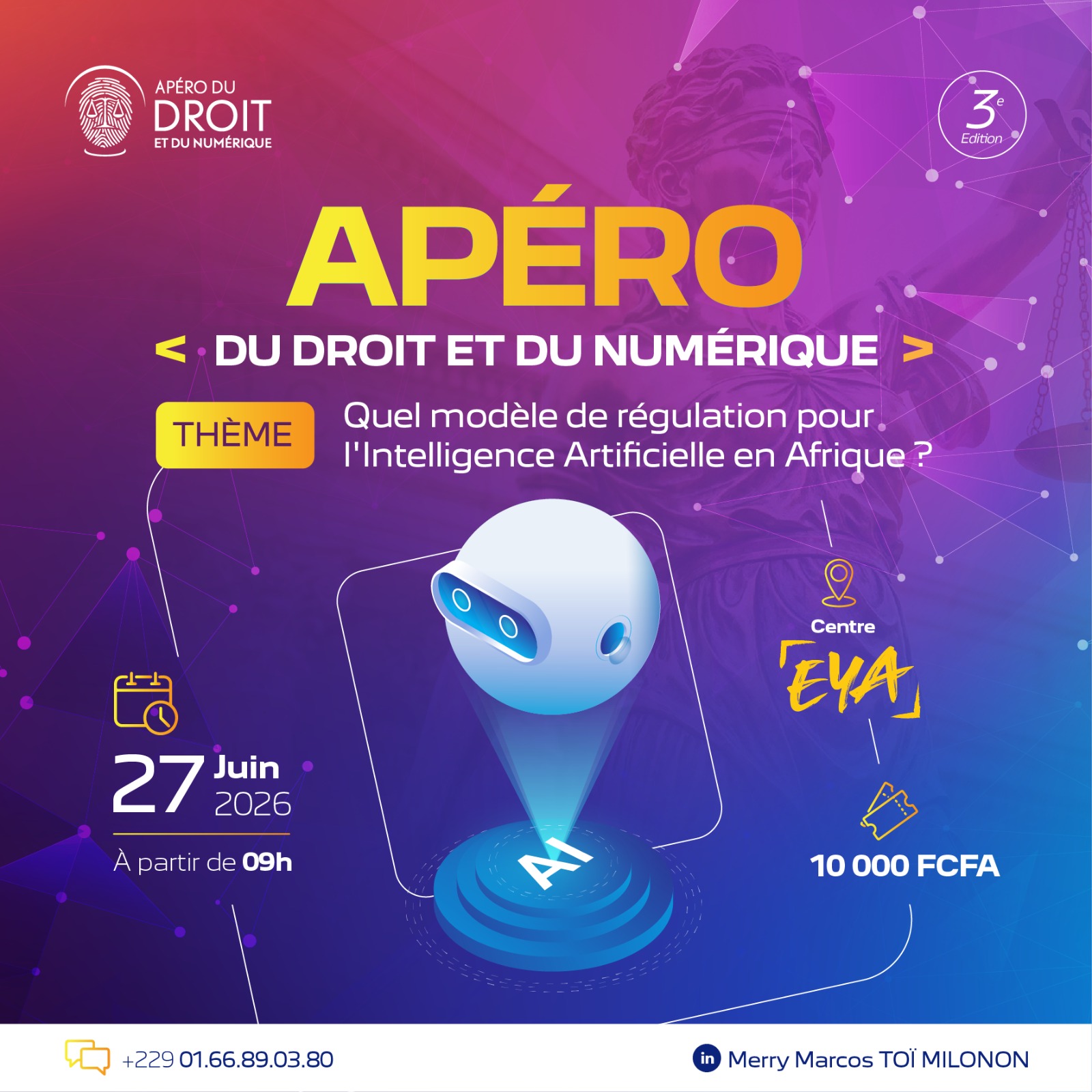 Affiche officielle de l'Apéro du droit et du numérique - Edition 2026